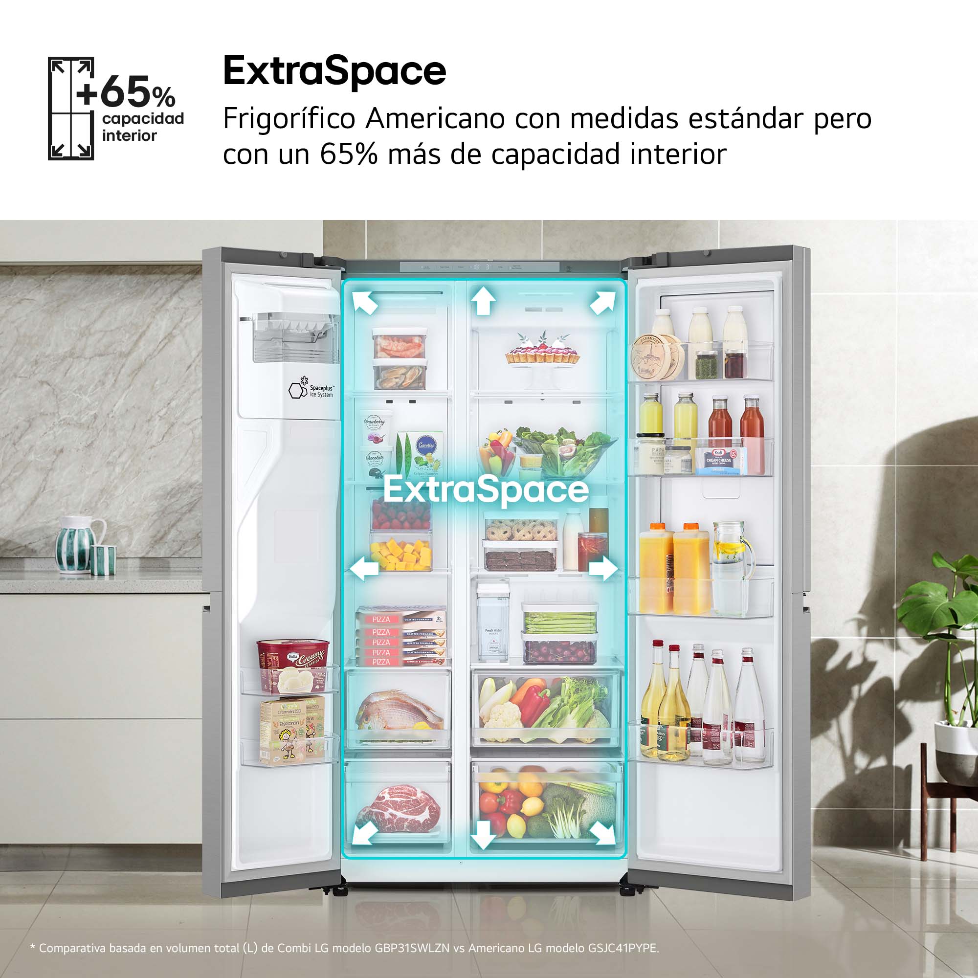Frigorífico americano LG Smart Inverter Compressor, 179 cm, 641 l, Door-in-Door, con dispensador - GSJC41PYPE (Reacondicionado Grado D) - Inox Inox-9