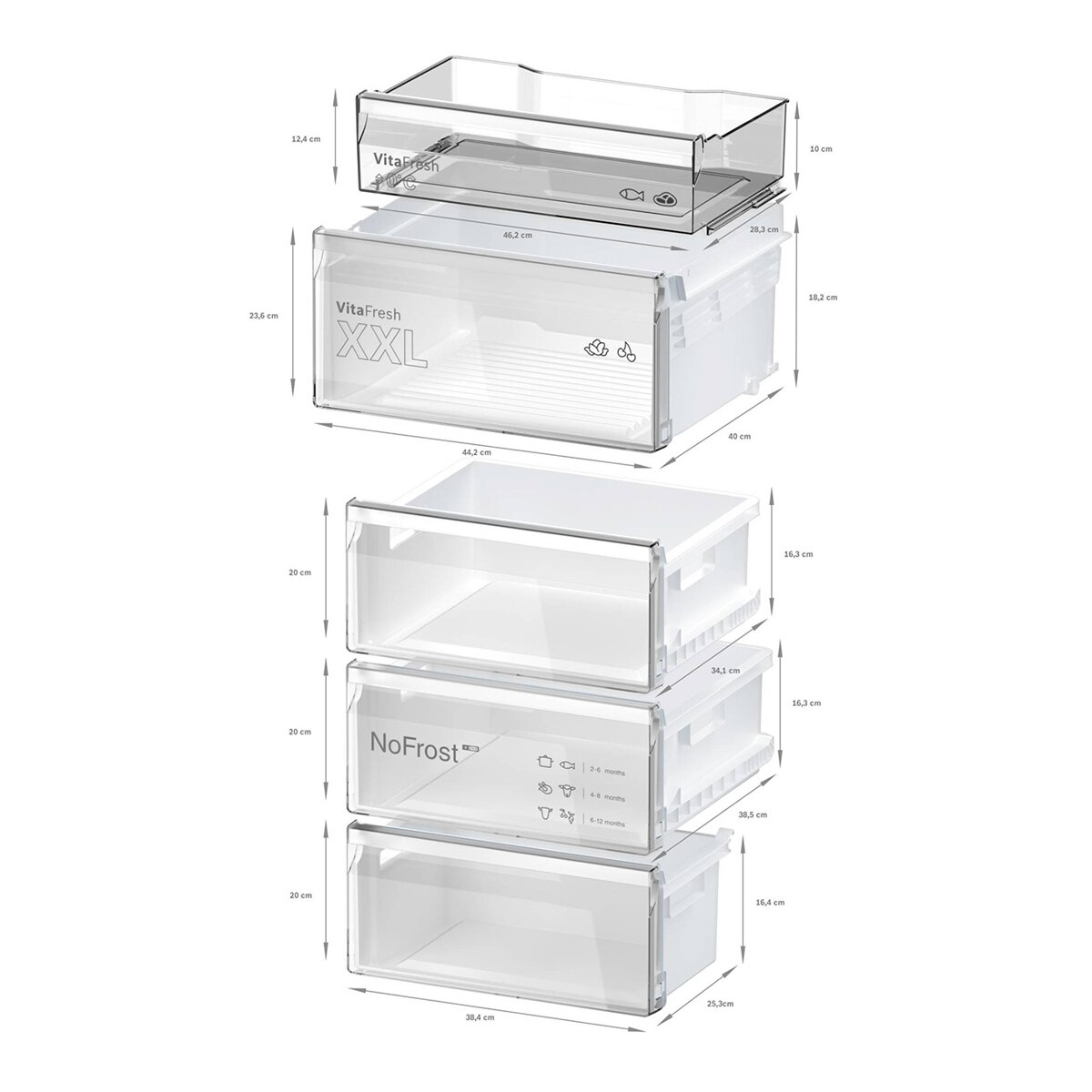 Frigorífico Combi Bosch, Total No Frost, 203 x 60cm - KGN392LAG (Reacondicionado Grado C) - Acero antihuellas Acero antihuellas-9