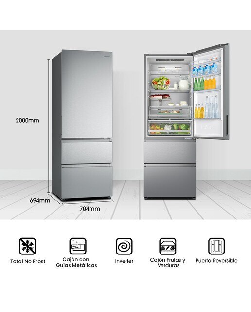 Frigorífico combi Hisense Inverter Multi Air Flow - RT641N4AIE (Reacondicionado Grado D) - Inox Inox-2