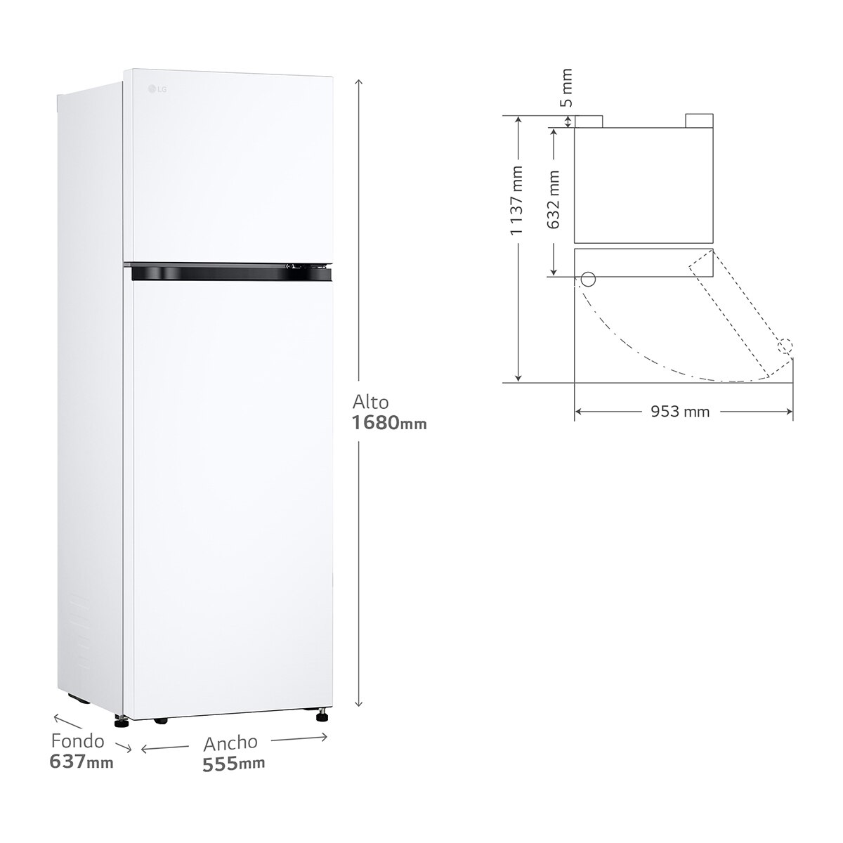 Frigorífico dos puertas LG, Door Cooling, Total No Frost - GTBV20SWZJD (Reacondicionado Grado D) - Blanco Blanco-2