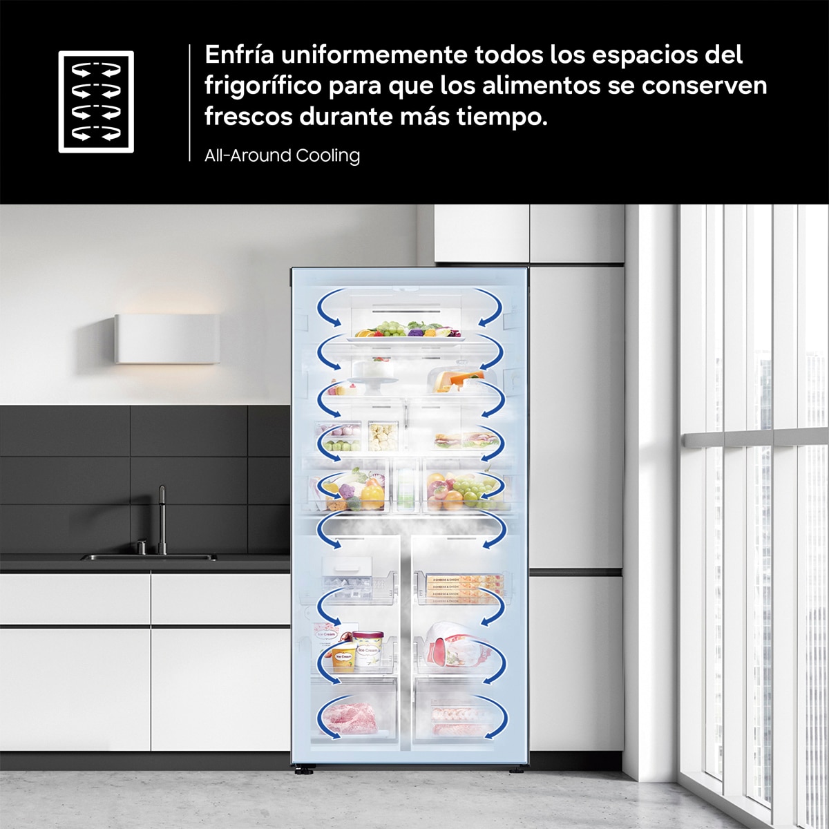 Frigorífico Americano Samsung Bespoke AI 178cm All Around Cooling 640L Inox RS70F64KDTEF (Reacondicionado Grado D) - Inox Inox-8