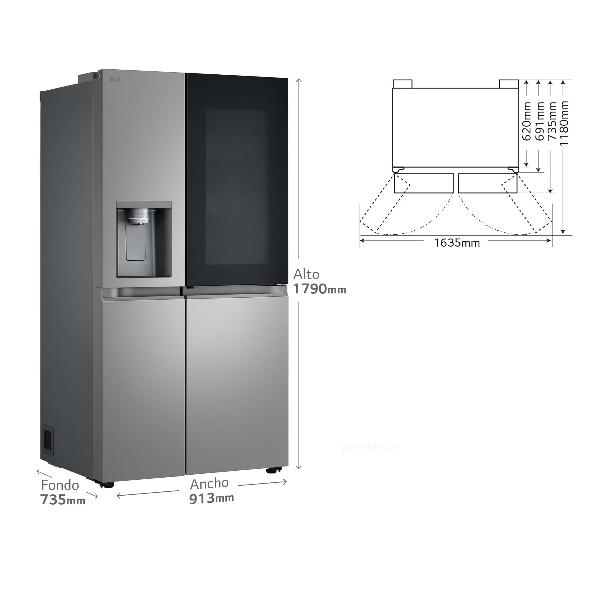 Imagen 6 de Frigorífico americano LG Smart Inverter Compressor, 179 cm, Door in Door, con dispensador, inox- GSXE81PYBD (Reacondicionado Grado C) - Acero antihuellas Acero antihuellas