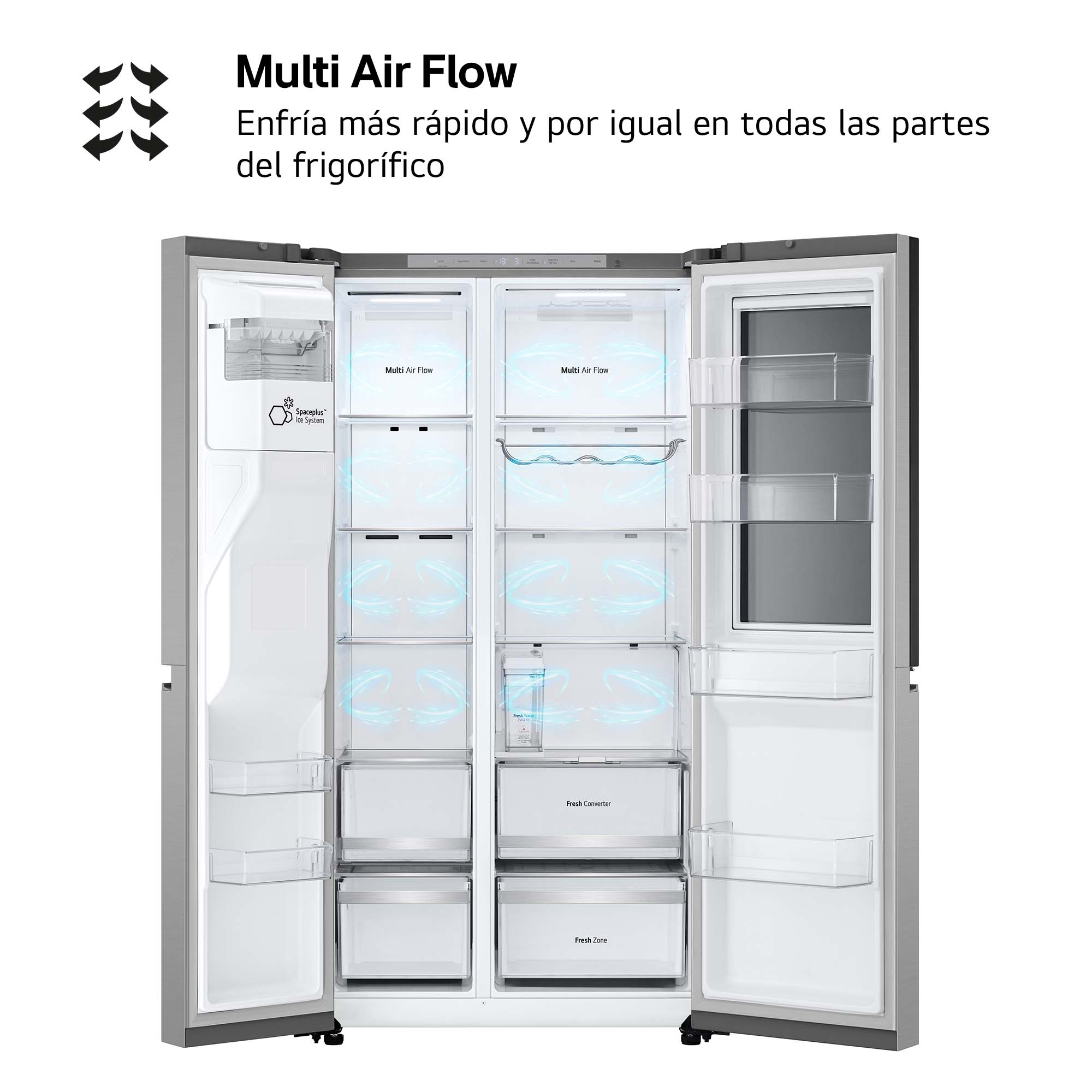 Imagen 12 de Frigorífico americano LG Smart Inverter Compressor, 179 cm, Door in Door, con dispensador, inox- GSXE81PYBD (Reacondicionado Grado C) - Acero antihuellas Acero antihuellas
