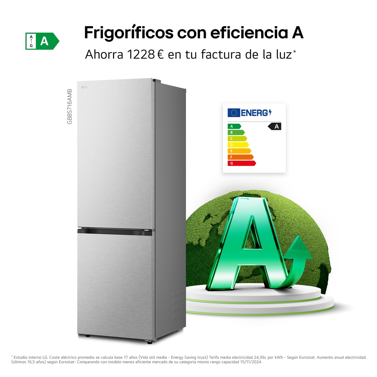 Imagen 5 de Frigorífico Combi LG DoorCooling+, 1.86m, Serie 700 - GBBS716AMB (Reacondicionado Grado D) - Acero antihuellas Acero antihuellas