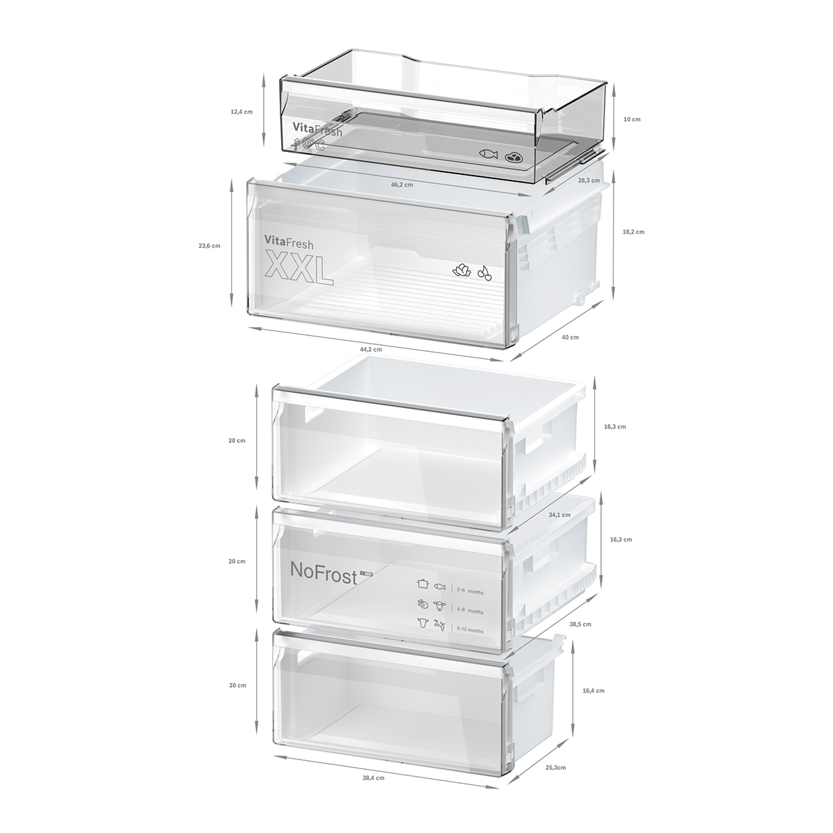 Imagen 6 de Frigorífico combi Bosch No frost, Cajón VitaFresh - KGN392WCF (Reacondicionado Grado D) - Blanco Blanco