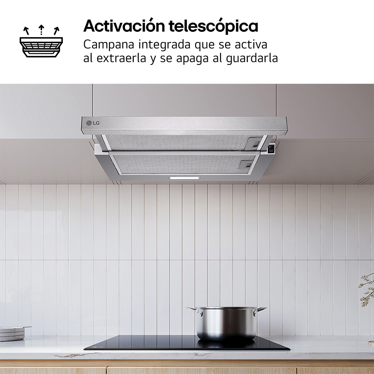 Campana telescópica LG extraíble con 2 velocidades, 60 cm - HT322413S (Reacondicionado Grado B) - Inox Inox-5