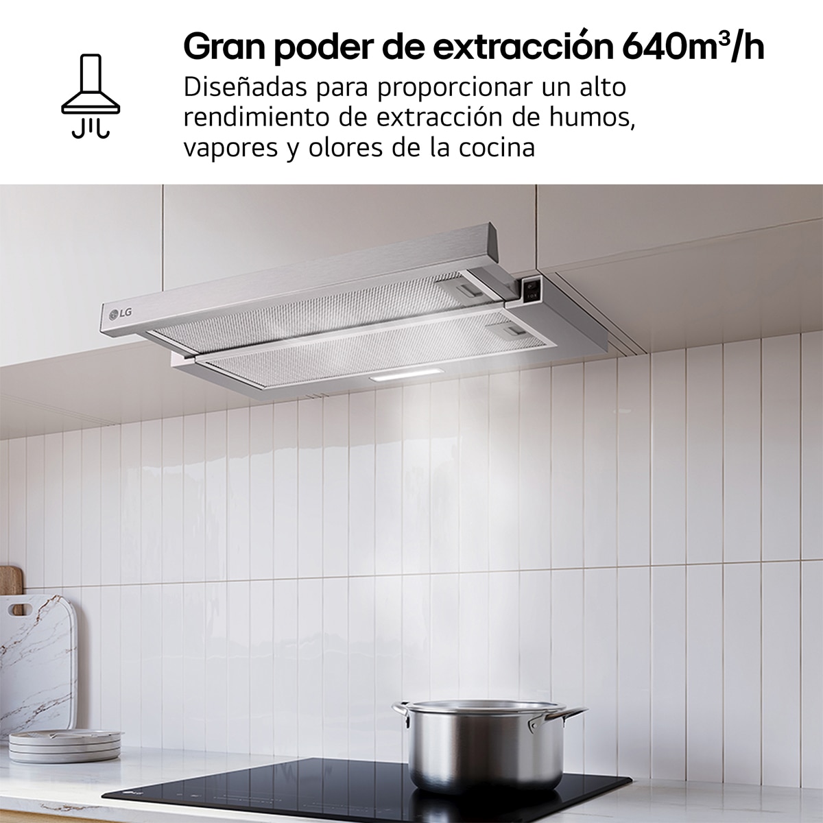 Campana telescópica LG extraíble con 2 velocidades, 60 cm - HT322413S (Reacondicionado Grado B) - Inox Inox-6