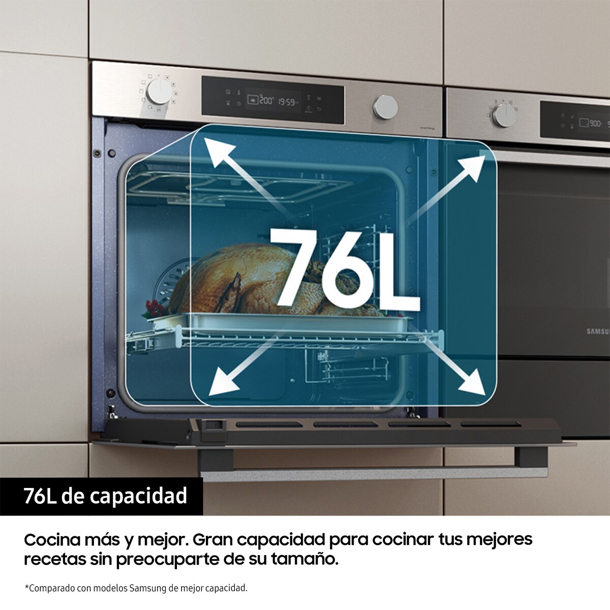 Horno multifunción Samsung pirolítico, Dual Cook - NV7B4430ZAB/U1 (Reacondicionado Grado B) - Negro Negro-9