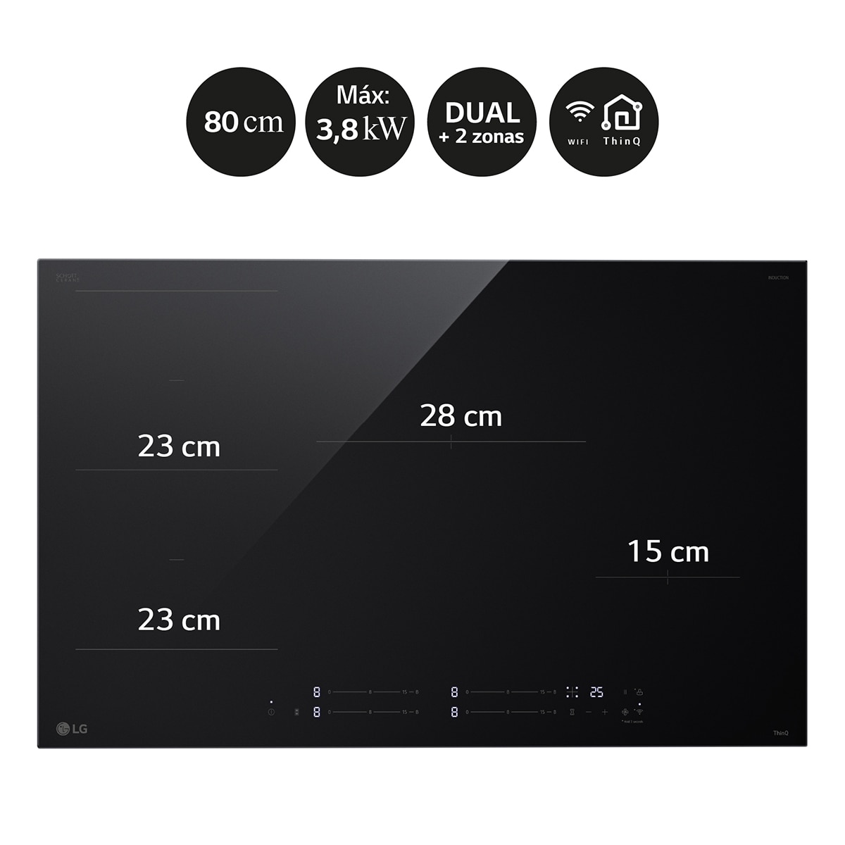 Placa de inducción LG 2 zonas +1 flex, 59 cm - CBIZ2435B (Reacondicionado Grado B) - Negro Negro-5