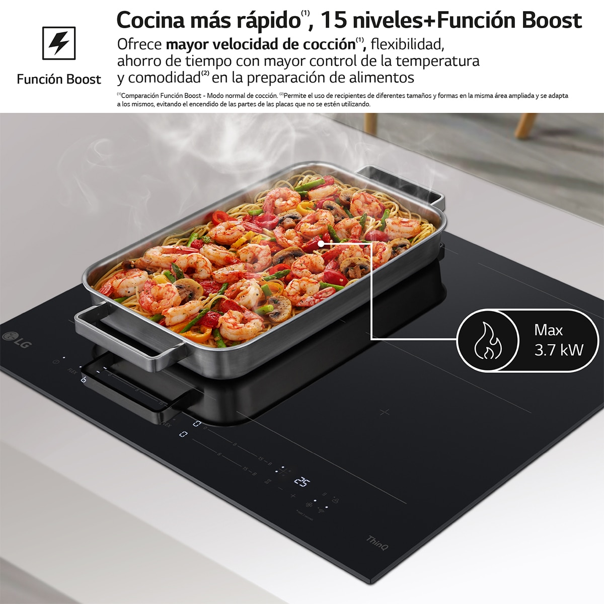 Placa de inducción LG 2 zonas +1 flex, 59 cm - CBIZ2435B (Reacondicionado Grado B) - Negro Negro-6
