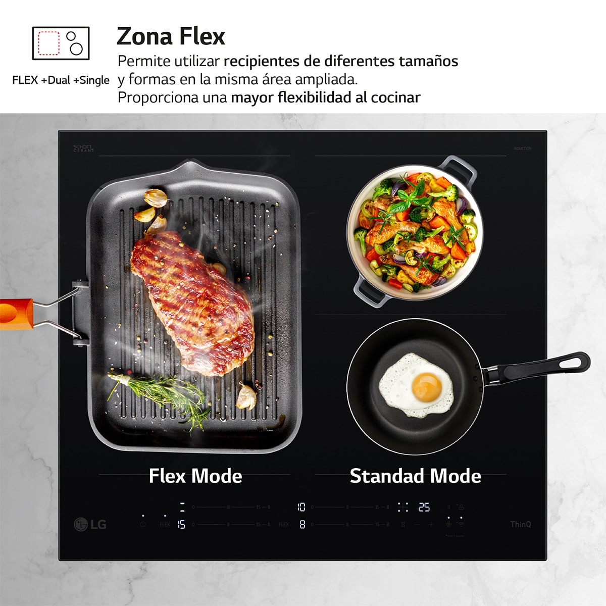 Placa de inducción LG 2 zonas +1 flex, 59 cm - CBIZ2435B (Reacondicionado Grado B) - Negro Negro-7