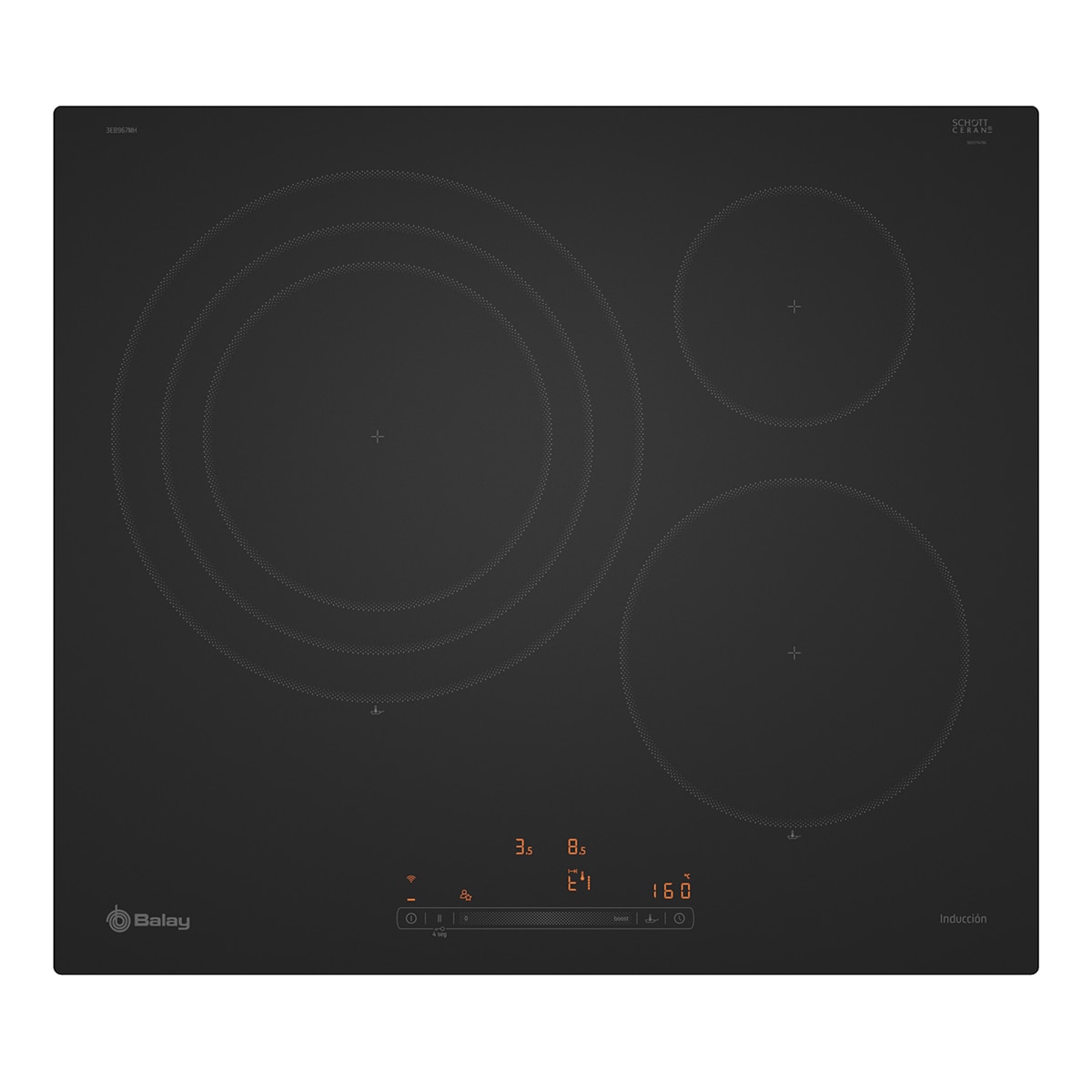Placa de inducción Balay, 60 cm, zona 32 cm, sin marco inoxidable, - 3EB967MH (Reacondicionado Grado D) - Negro Negro-1