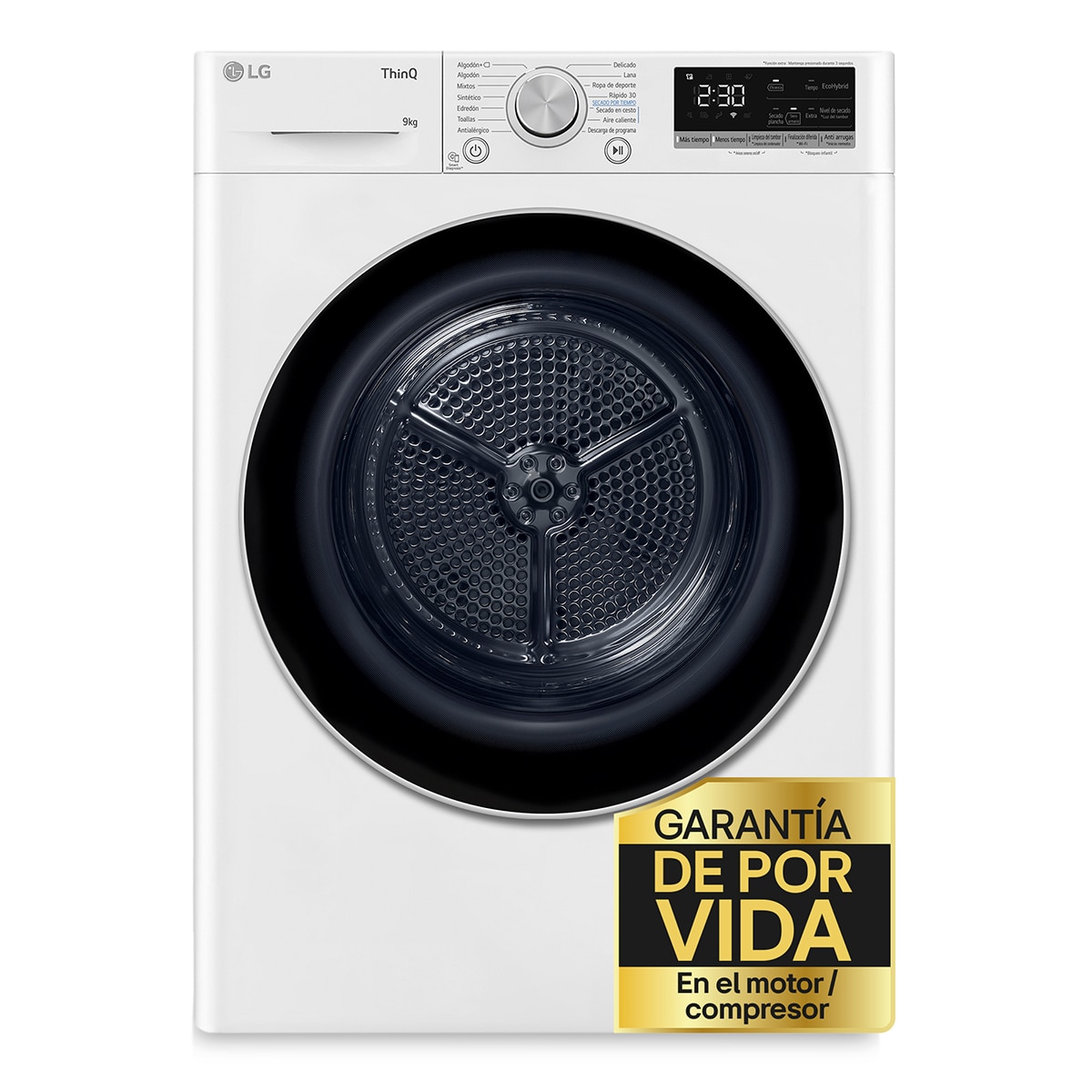 LG - Secadora LG 9 kg Condensación, Bomba de calor - RH90V9AV3N (Reacondicionado Grado C).