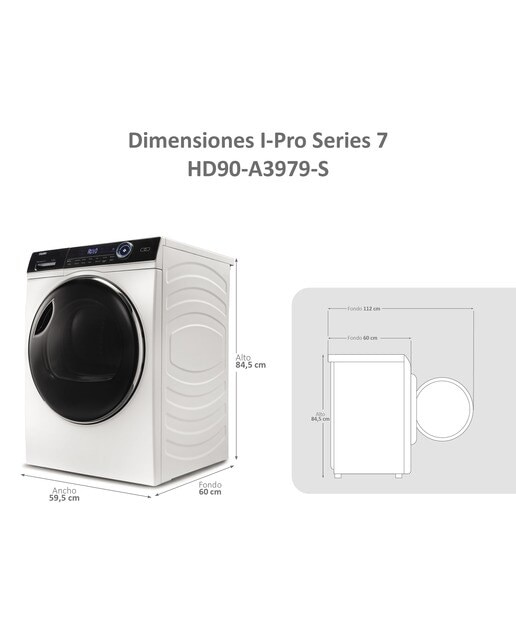 Secadora Haier 9 kg Condensación, Bomba de calor, I-Pro Series 7 - HD90-A3979-S (Reacondicionado Grado C) - Blanco Blanco-2