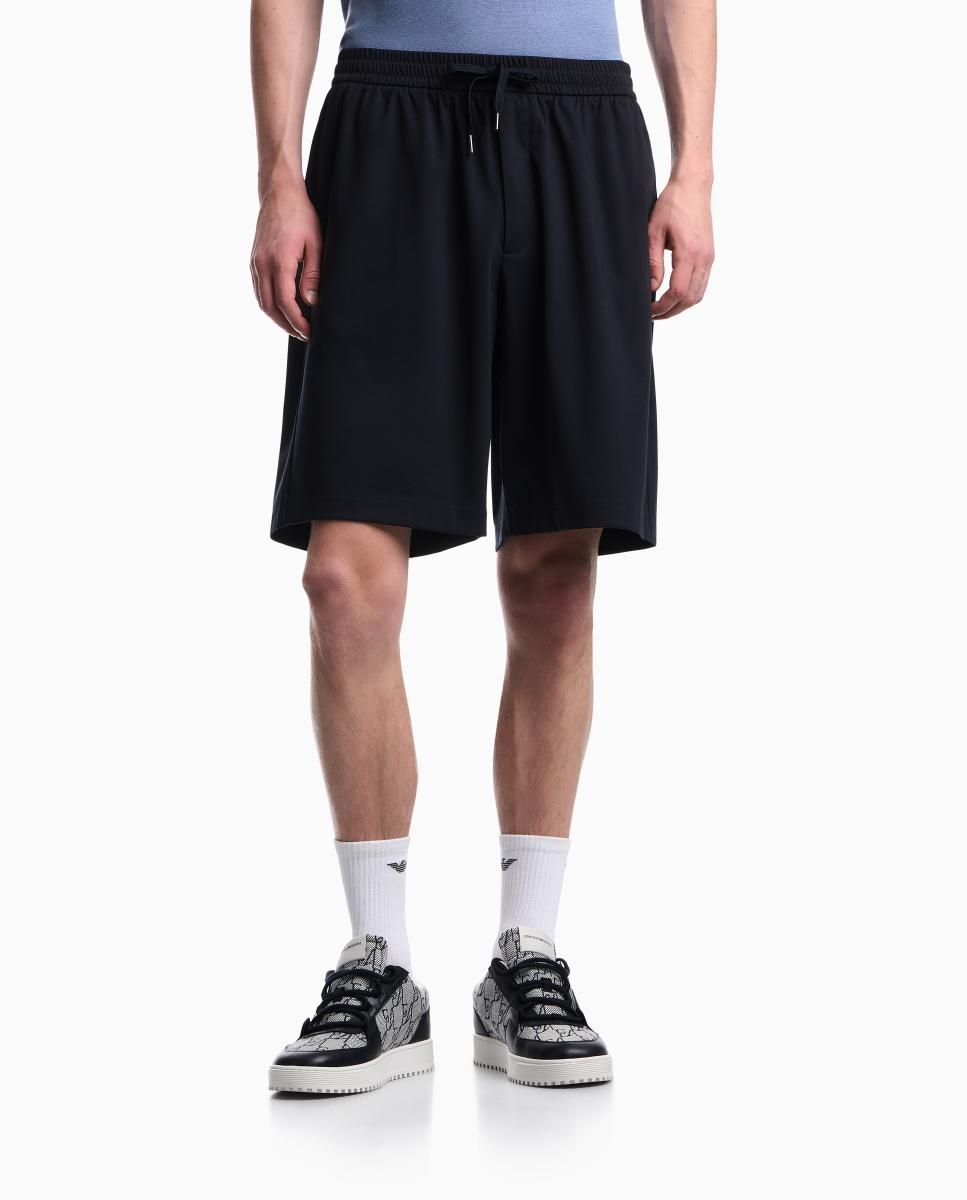 Bermudas de felpa com logótipo Azul-marinho-2