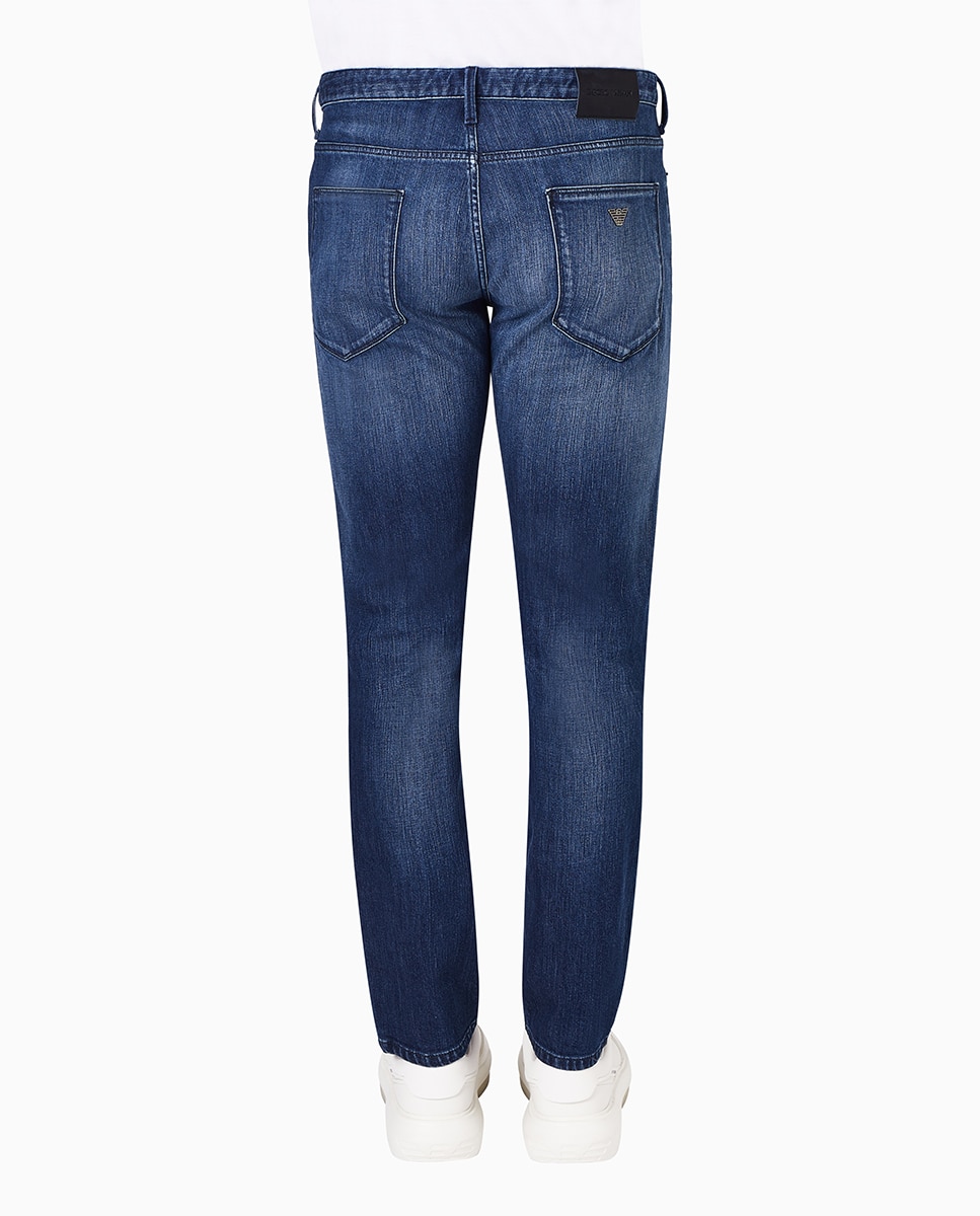 Vaquero de hombre J06 slim fit lavado con bigotes - Emporio Armani - Azul índigo Azul índigo-2