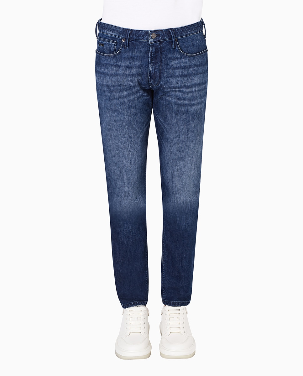 Vaquero de hombre J06 slim fit lavado con bigotes - Emporio Armani - Azul índigo Azul índigo-3