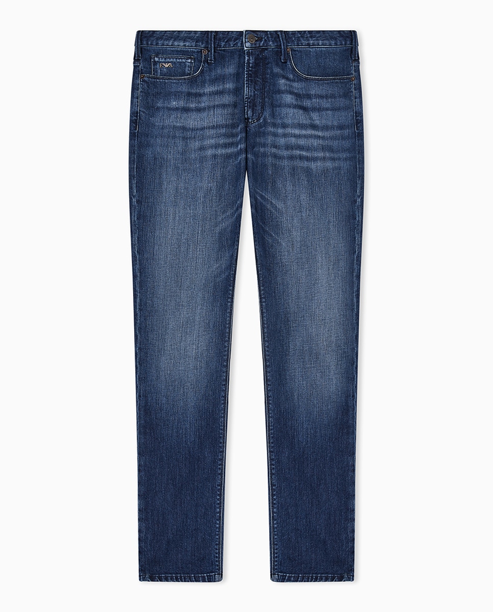 Vaquero de hombre J06 slim fit lavado con bigotes - Emporio Armani - Azul índigo Azul índigo-4