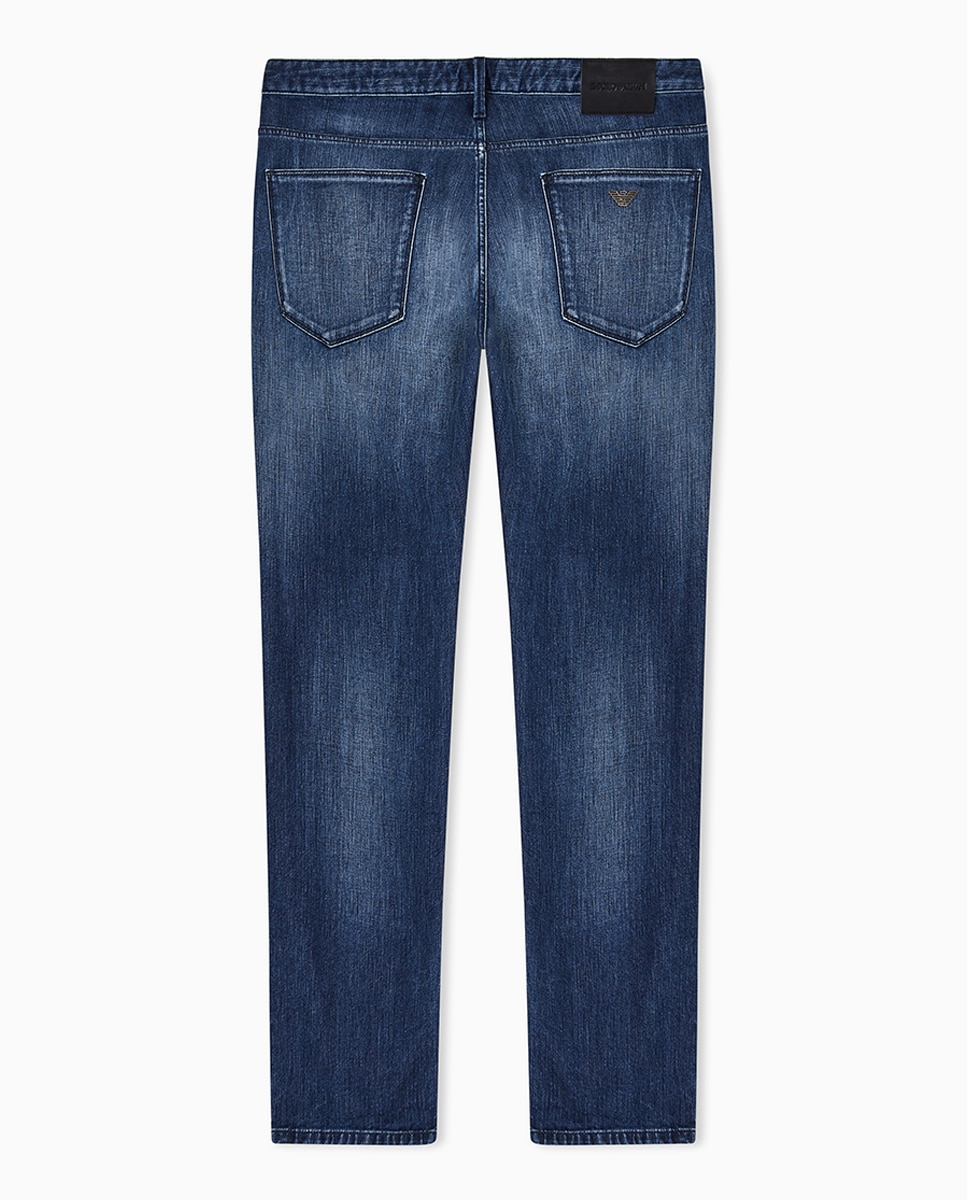 Vaquero de hombre J06 slim fit lavado con bigotes - Emporio Armani - Azul índigo Azul índigo-5