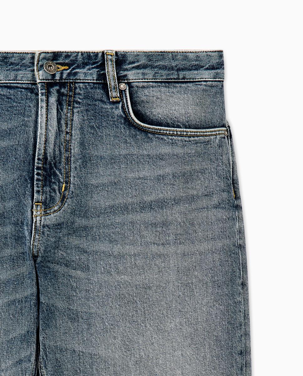 Jeans de Perna Direita Azul-índigo-4