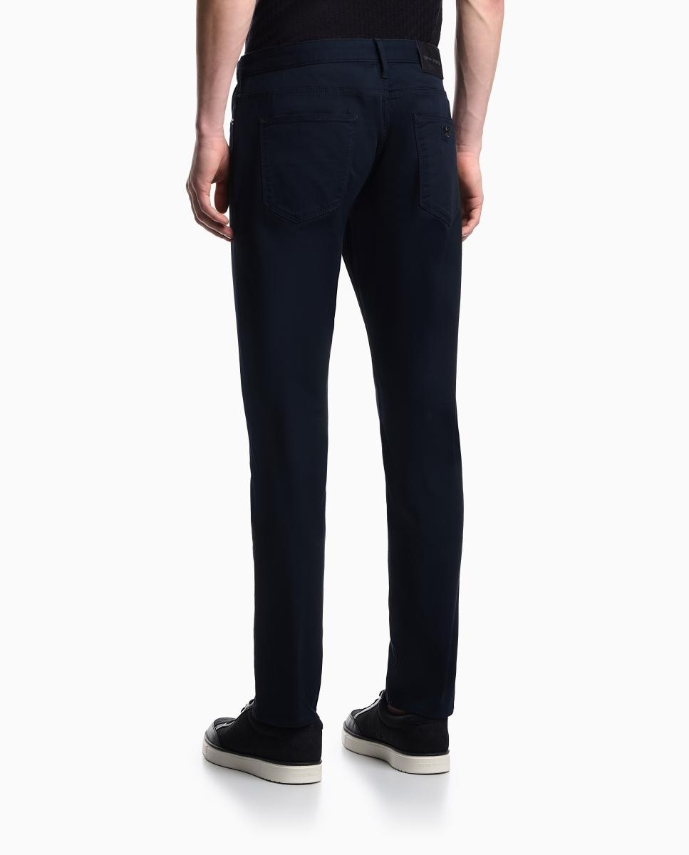 Calças de Cinco Bolsos J06 Slim Fit em Tecido Elástico Azul-marinho-4