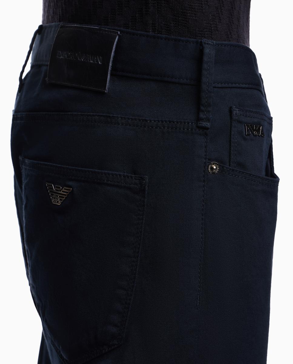 Calças de Cinco Bolsos J06 Slim Fit em Tecido Elástico Azul-marinho-5
