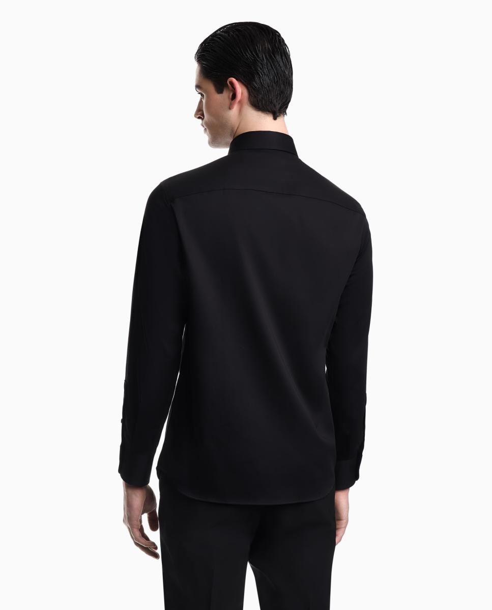 Camisa Regular Fit em Algodão Pima Preto-2