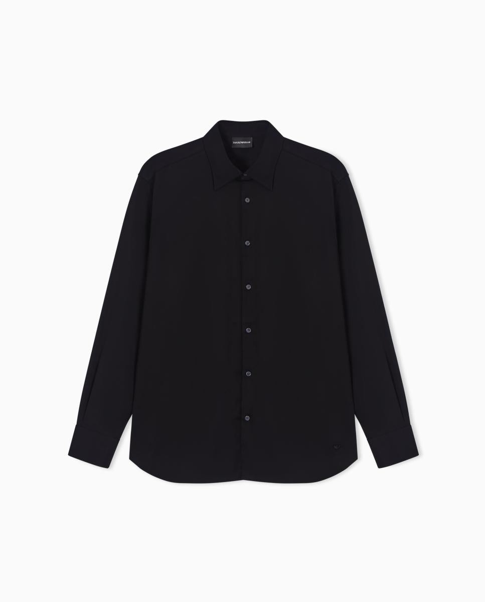 Camisa Regular Fit em Algodão Pima Preto-3