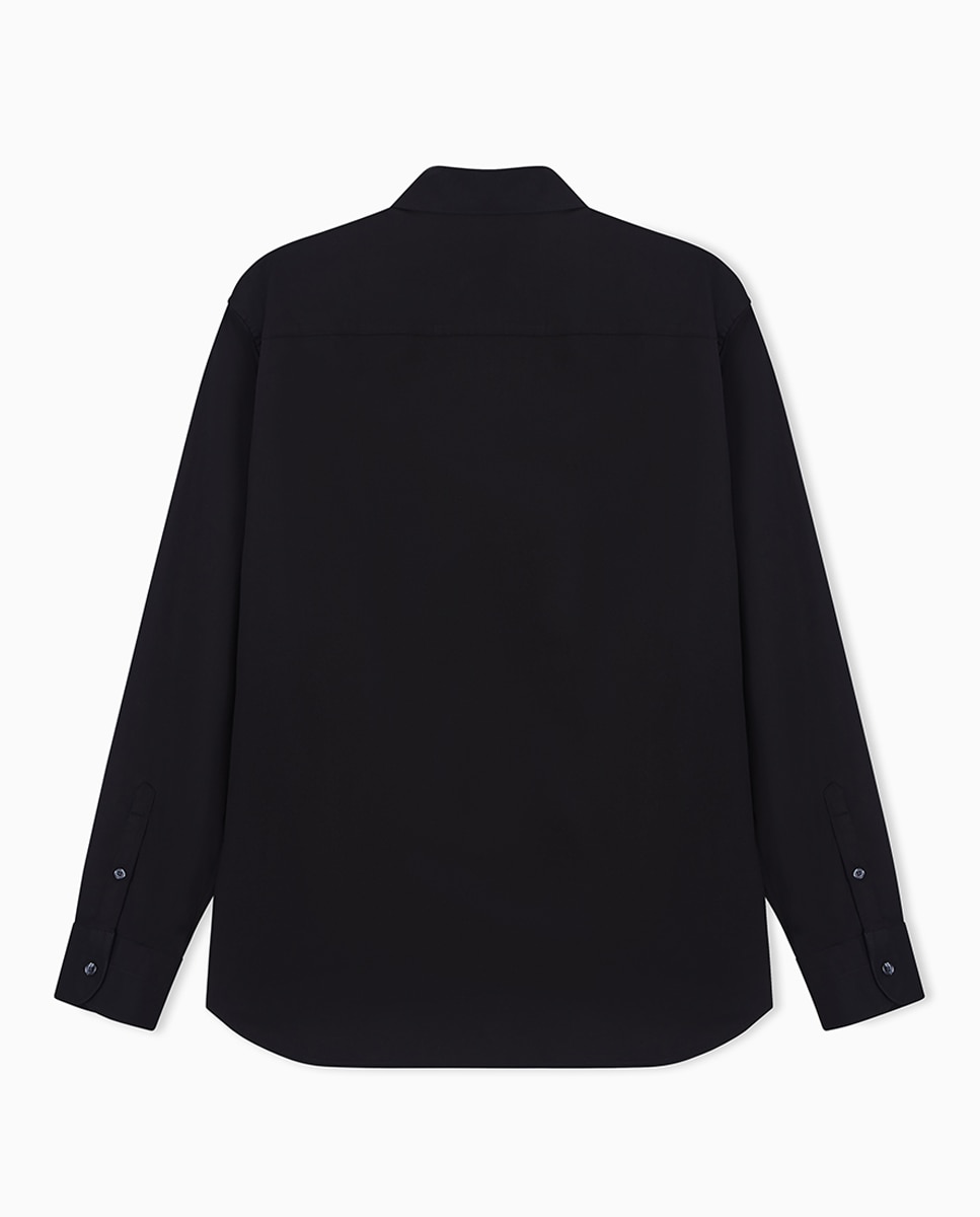 Camisa Regular Fit em Algodão Pima Preto-4