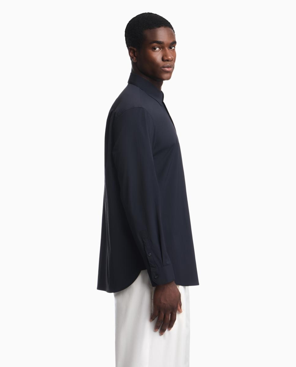 Imagen 4 de Camisa de hombre de managa larga regular fit - Emporio Armani - Azul marino Azul marino