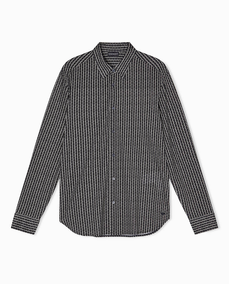 Camisa de Manga Comprida com Estampado Azul-marinho-2