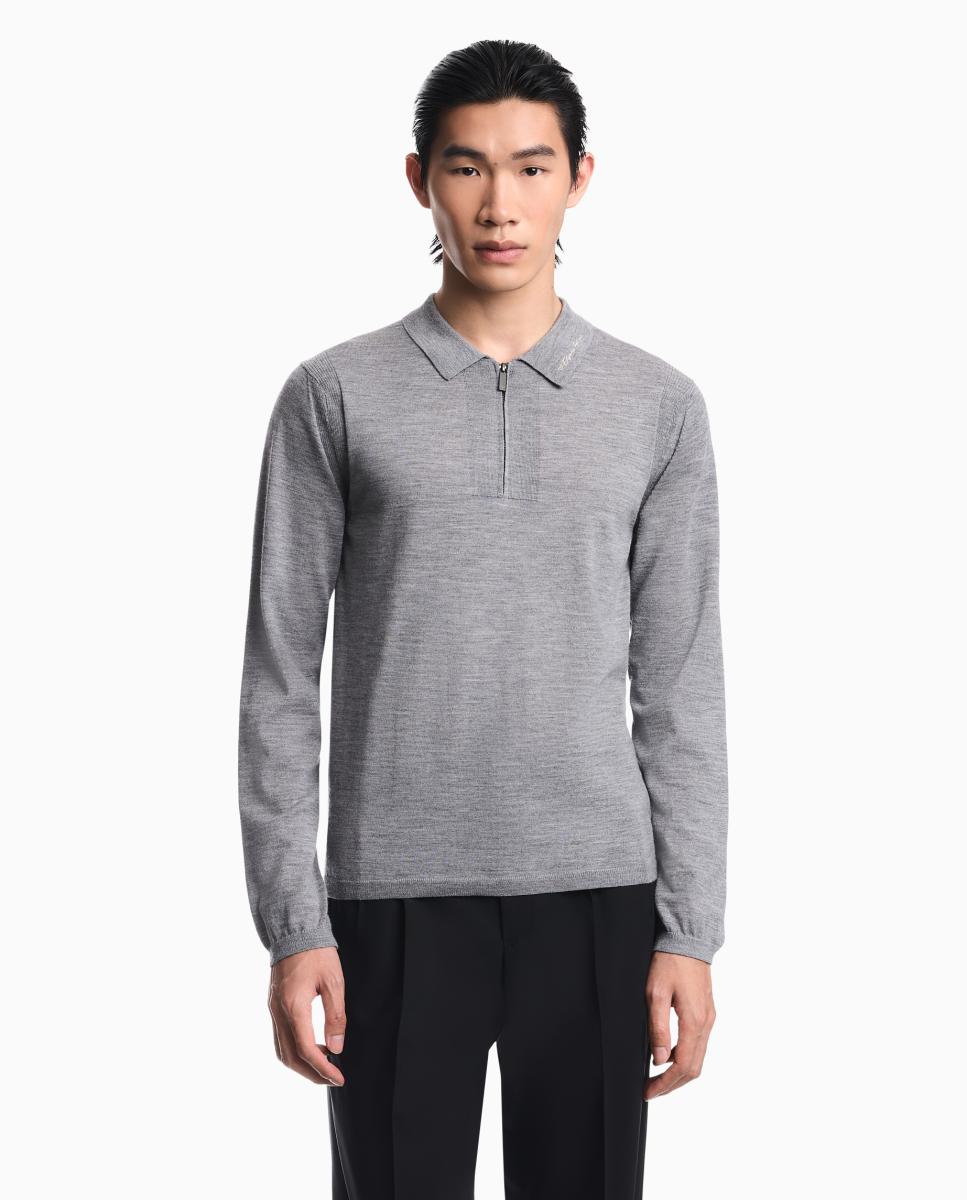 Imagen 1 de Jersey de lana virgen de hombre cuello polo Gris