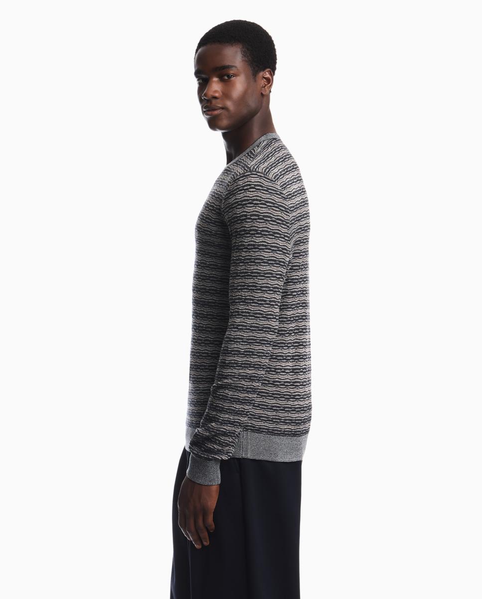 Imagen 3 de Jersey de hombre cuello caja en jacquard - Emporio Armani - Verde militar Verde militar