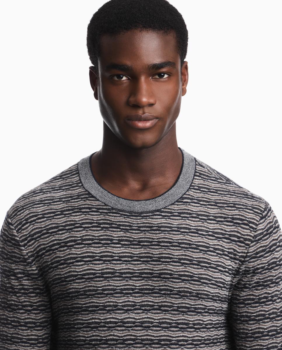 Imagen 4 de Jersey de hombre cuello caja en jacquard - Emporio Armani - Verde militar Verde militar