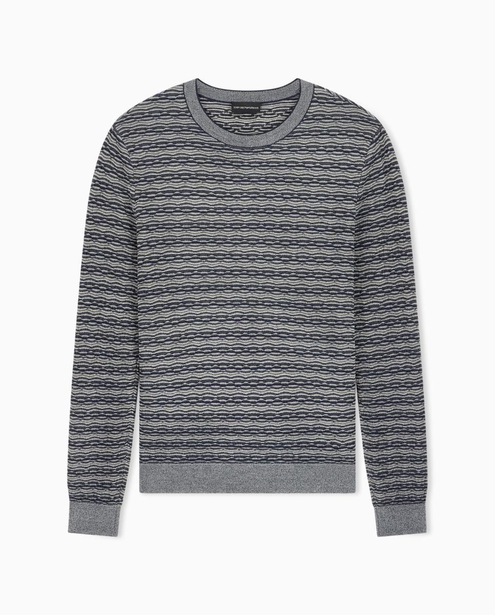 Imagen 6 de Jersey de hombre cuello caja en jacquard - Emporio Armani - Verde militar Verde militar