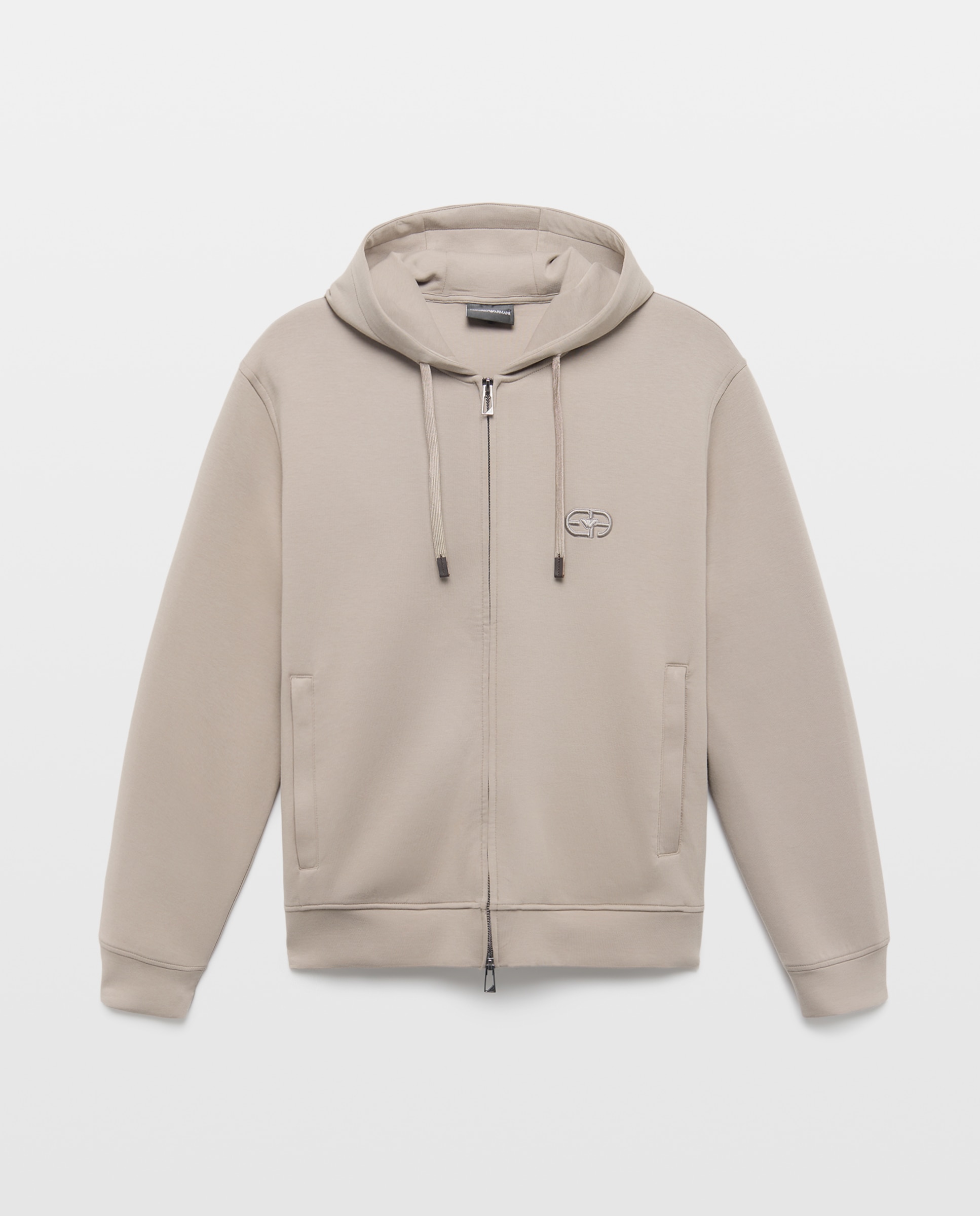 Sweatshirt com Capuz e Fecho de Correr Taupe-4