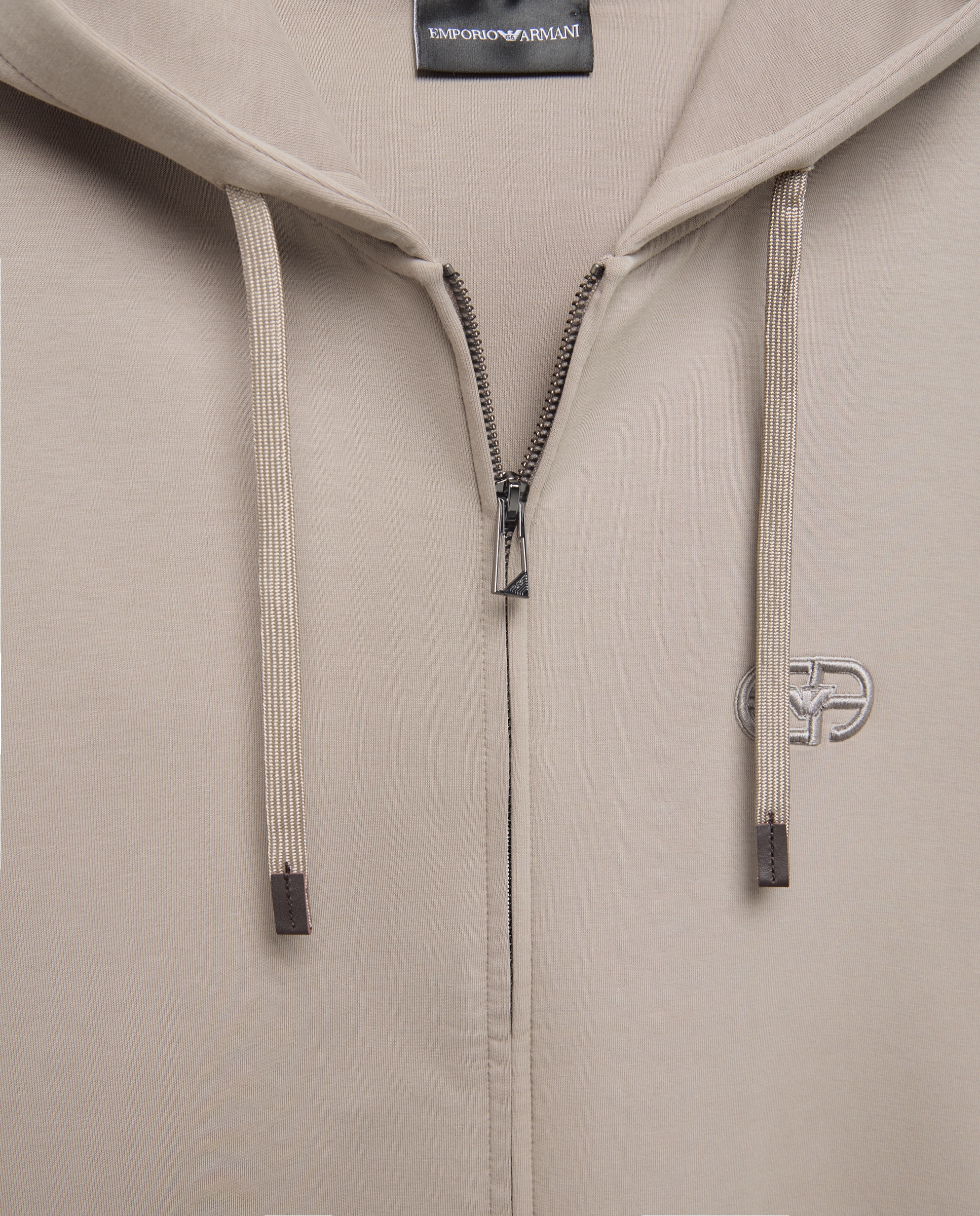 Sweatshirt com Capuz e Fecho de Correr Taupe-5