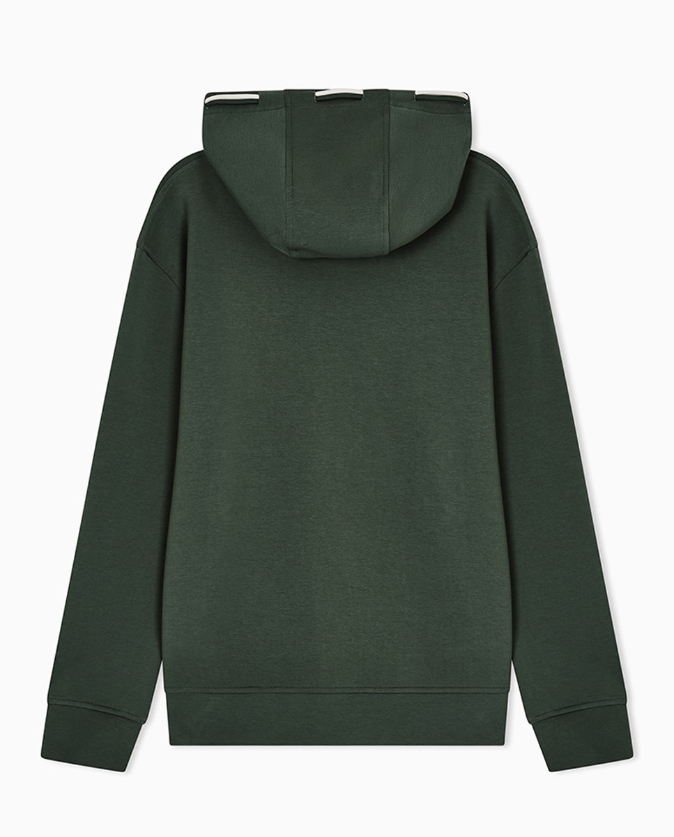 Sweatshirt Loose Fit com Capuz Verde-escuro-2