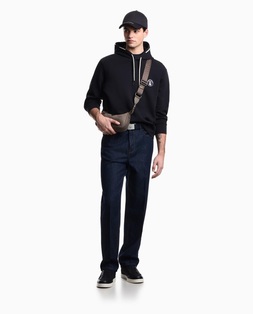 Sweatshirt Loose Fit com Capuz Azul-marinho-4