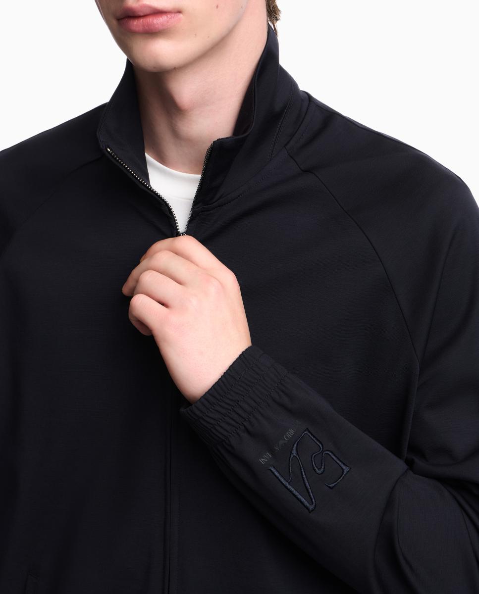 Sweatshirt Regular Fit com Gola Chaminé Azul-marinho-3