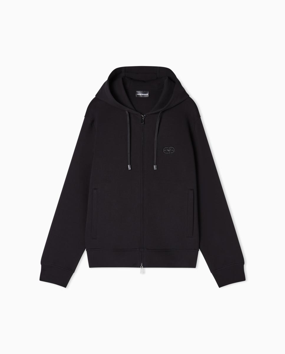 Sudadera de hombre con capucha y cremallera - Emporio Armani - Azul marino Azul marino-4