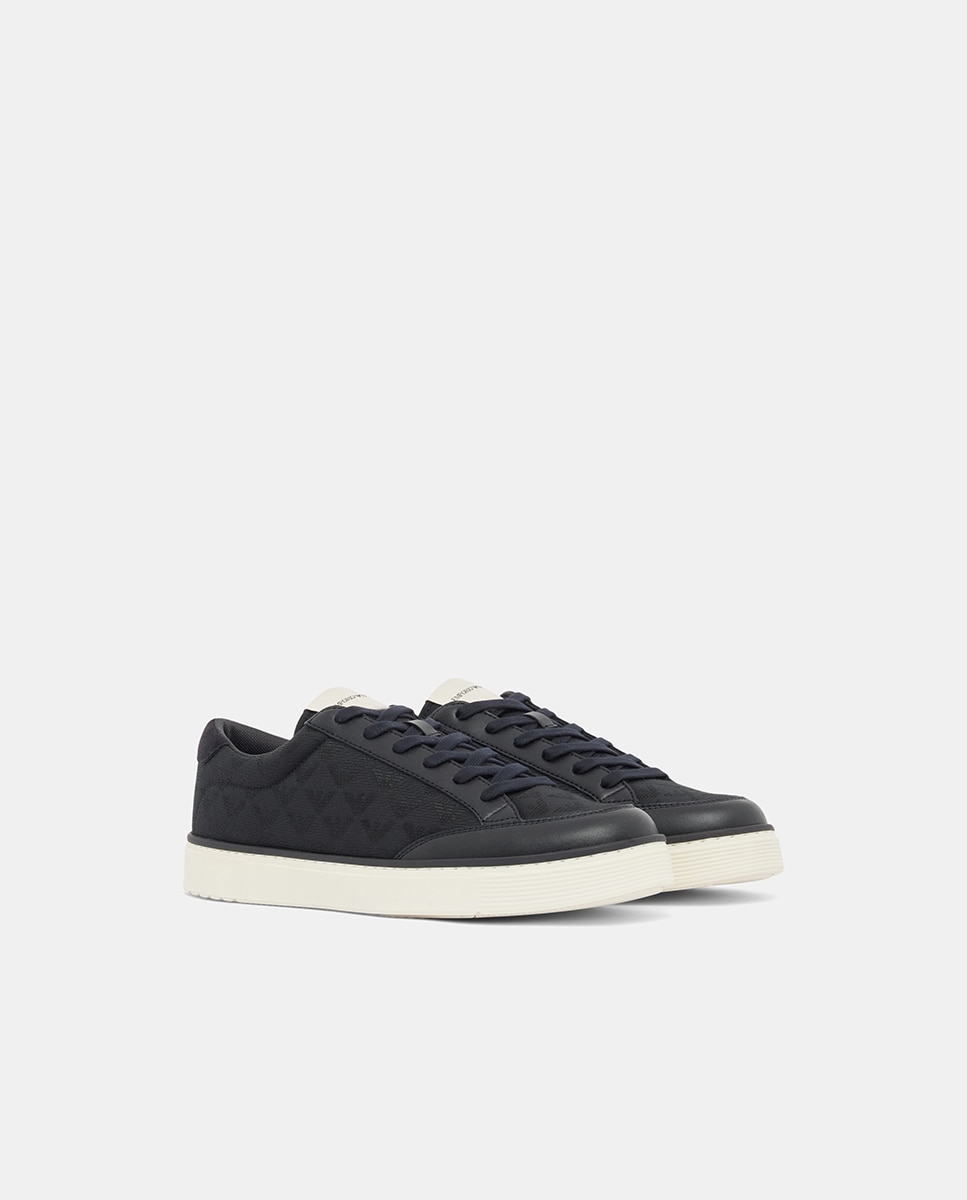 Sapatilhas com Jacquard a Condizer Azul-marinho-3