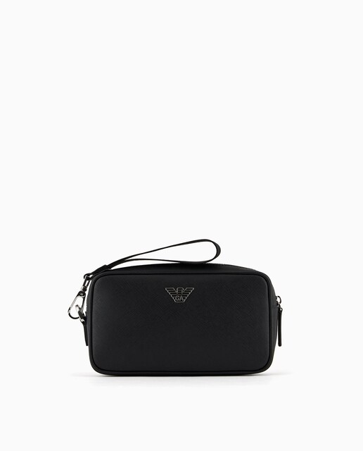Neceser de hombre efecto saffiano con logo