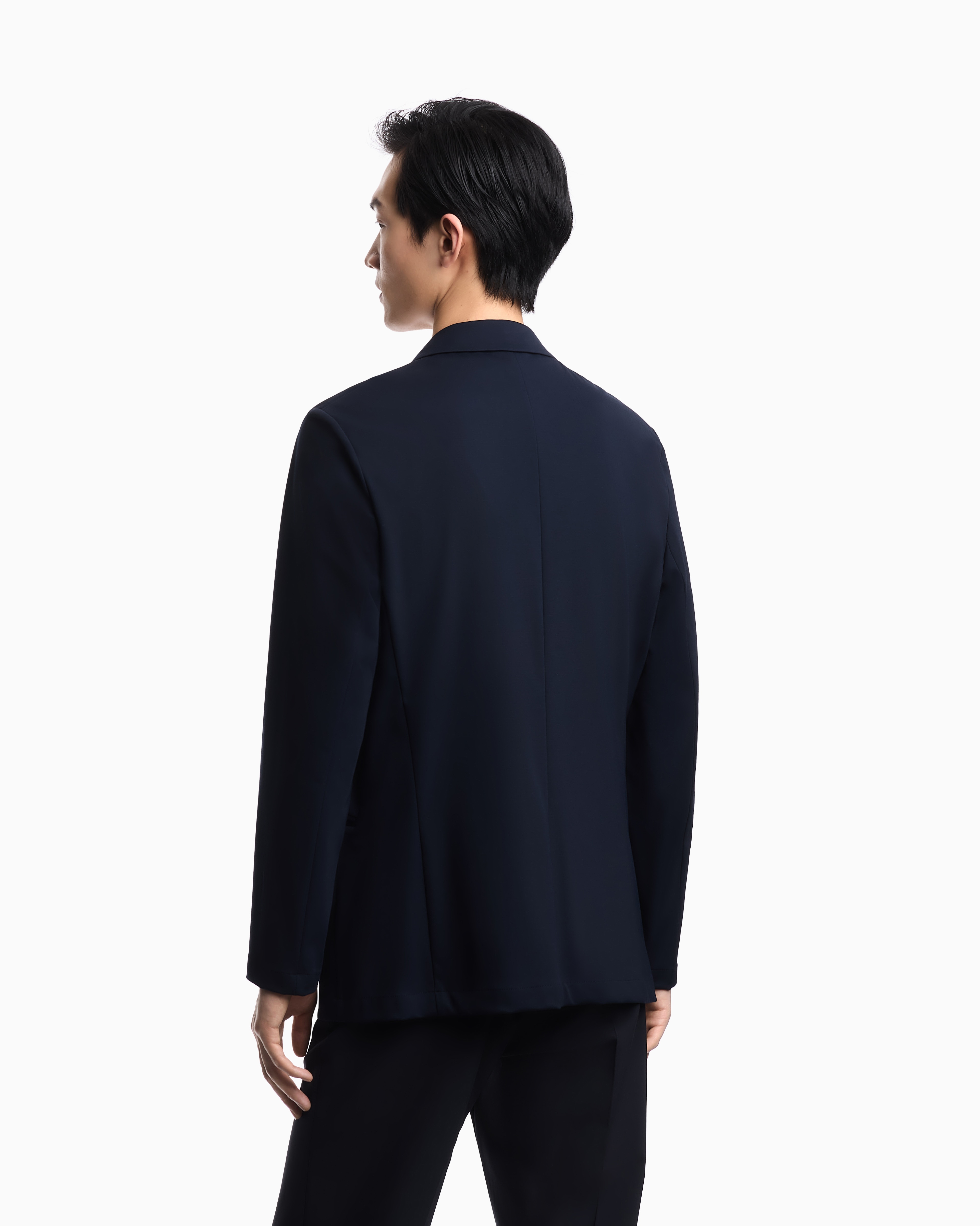 Casaco Regular Fit em Nylon Elástico Azul-marinho-2