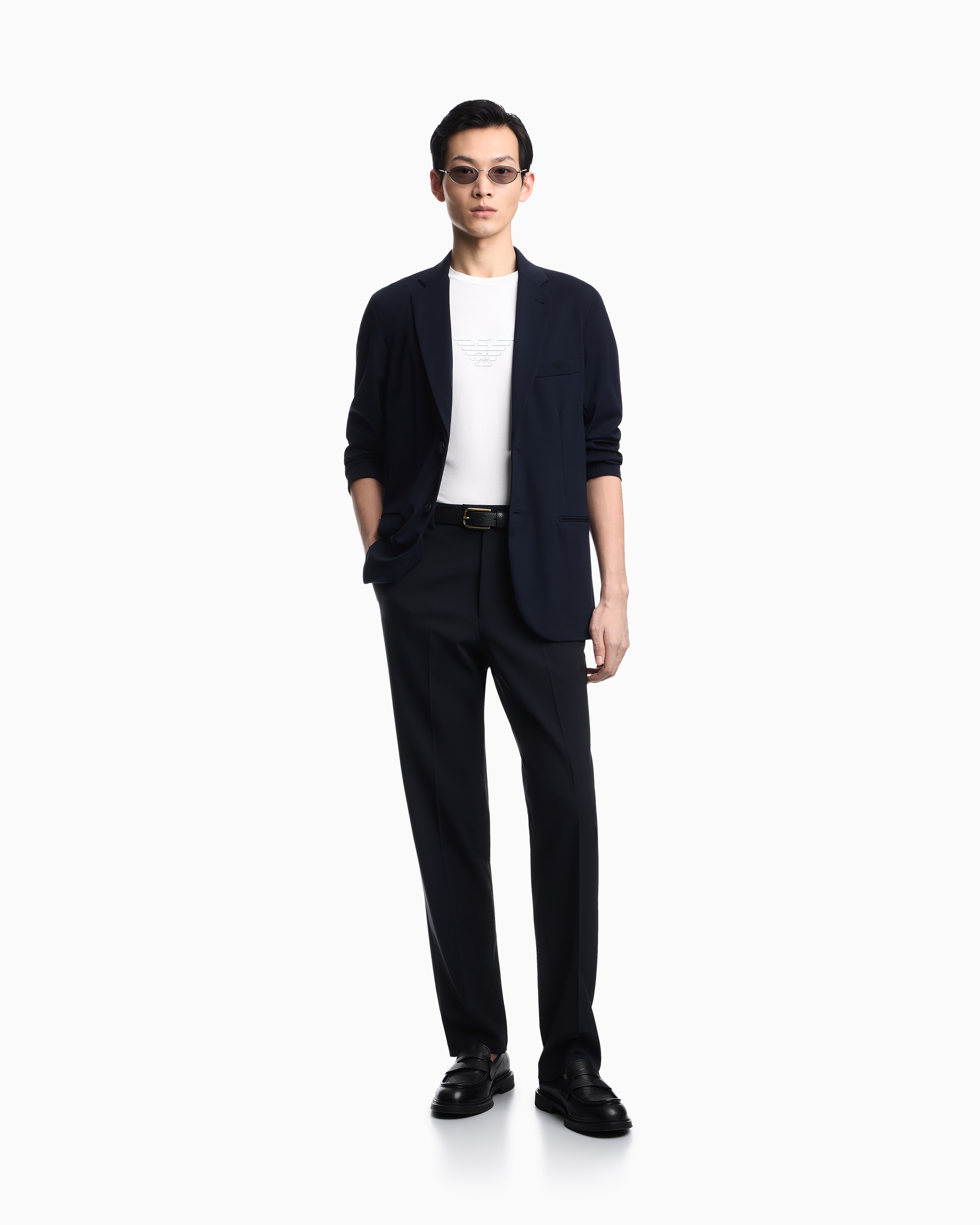 Casaco Regular Fit em Nylon Elástico Azul-marinho-3