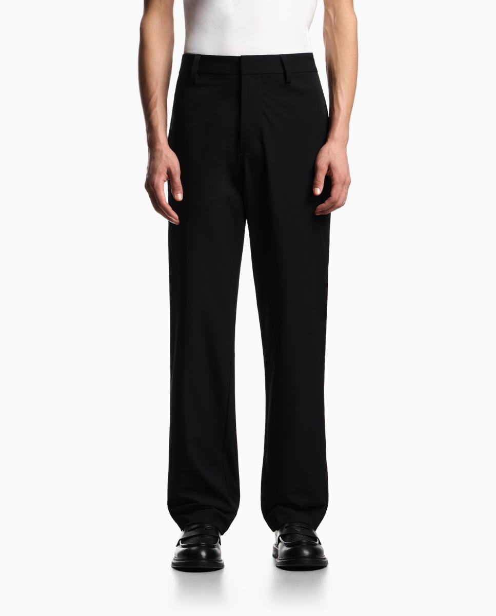Pantalón chino de hombre regualr fit en nylon elástico - Emporio Armani - Negro Negro-2