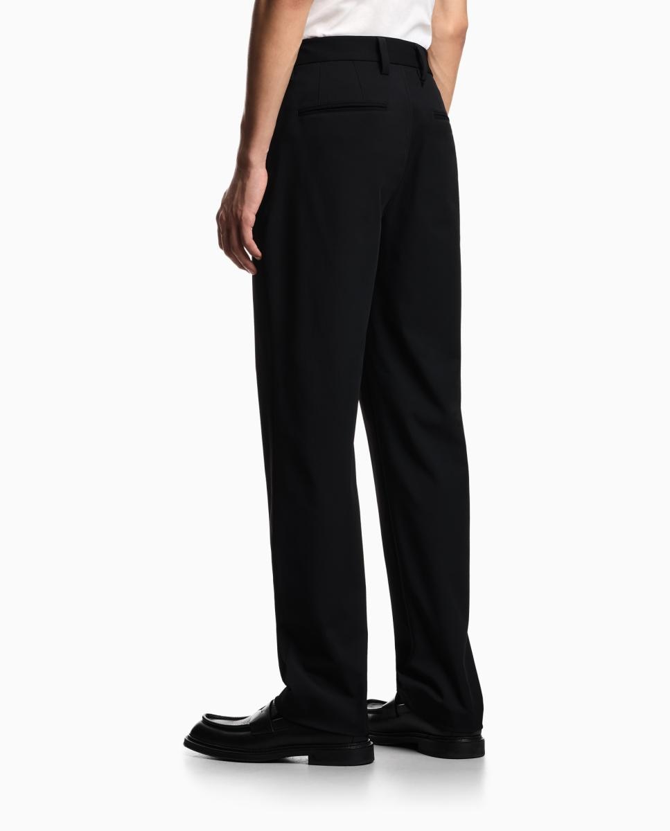 Pantalón chino de hombre regualr fit en nylon elástico - Emporio Armani - Negro Negro-3