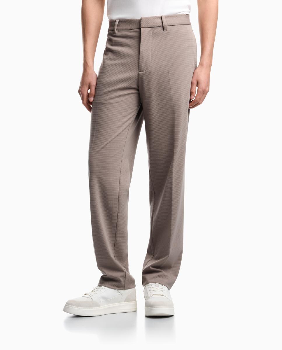 Calças Chino Regular Fit com Xadrez Taupe-2