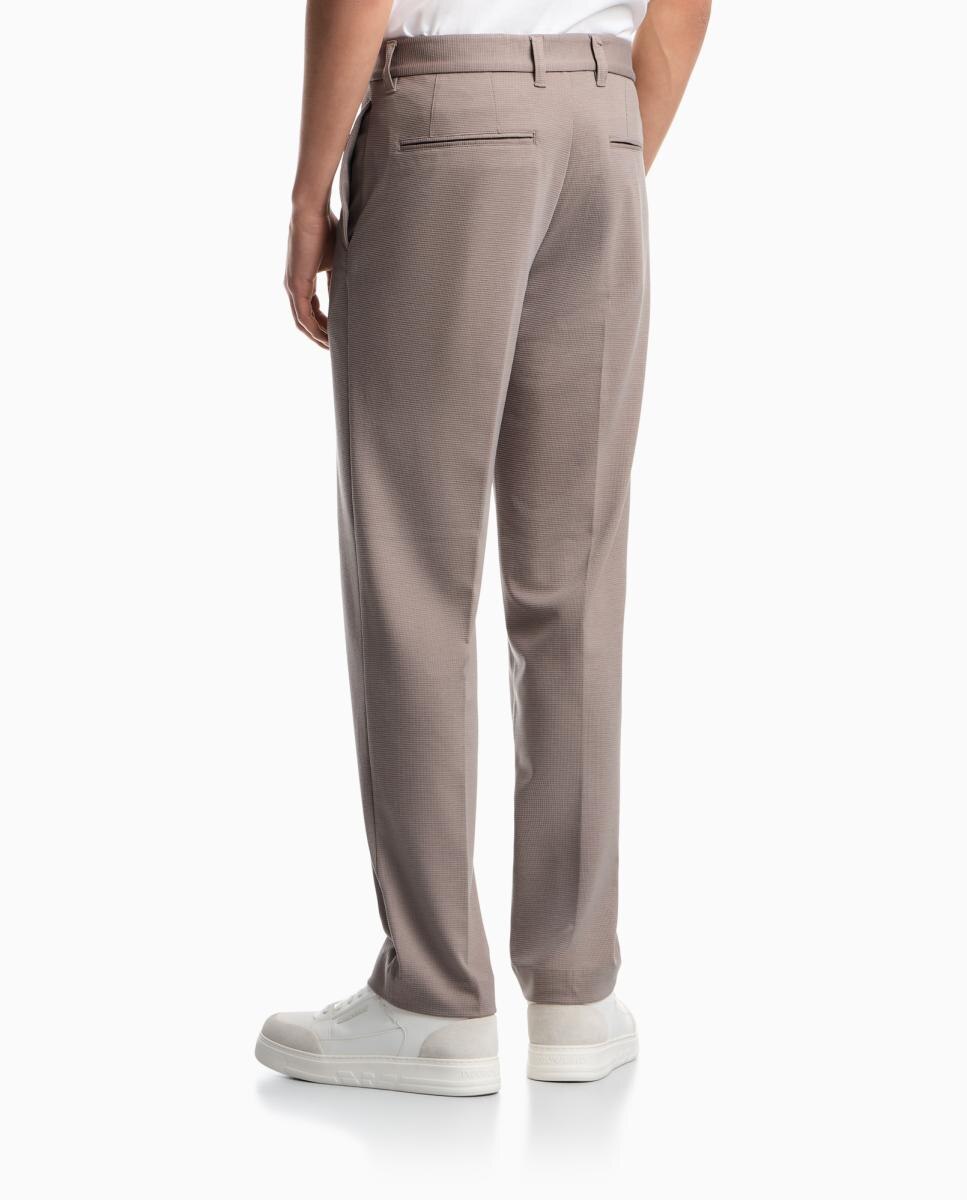 Calças Chino Regular Fit com Xadrez Taupe-3
