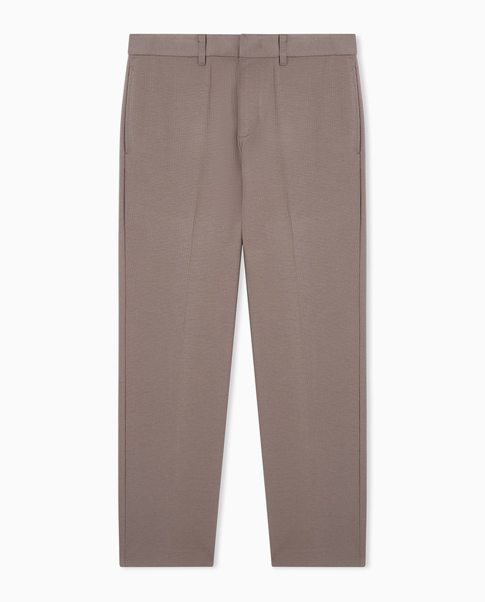 Calças Chino Regular Fit com Xadrez Taupe-4